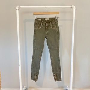 lucky brand brooke moto jeans in olive green